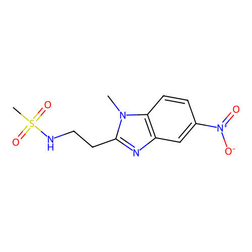 N-[2-(1-methyl-5-nitro-1H-benzimidazol-2-yl)ethyl]methanesulfonamide structure