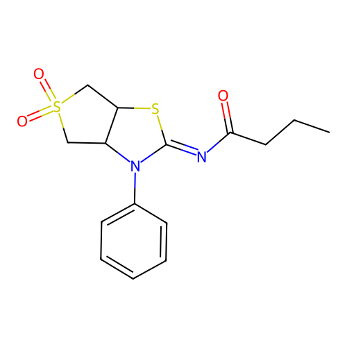 (Z)-N-(5,5-dioxido-3-phenyltetrahydrothieno[3,4-d]thiazol-2(3H)-ylidene)butyramide structure