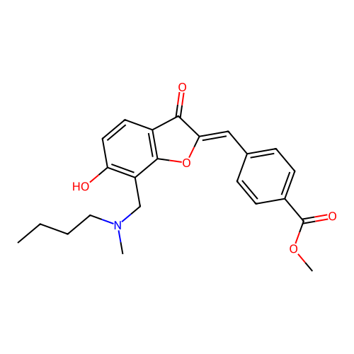 (Z)-methyl 4-((7-((butyl(methyl)amino)methyl)-6-hydroxy-3-oxobenzofuran-2(3H)-ylidene)methyl)benzoate structure