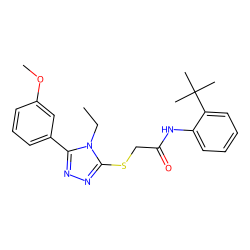 N-(2-(tert-butyl)phenyl)-2-((4-ethyl-5-(3-methoxyphenyl)-4H-1,2,4-triazol-3-yl)thio)acetamide structure