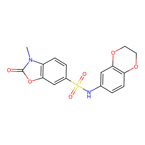 N-(2,3-dihydro-1,4-benzodioxin-6-yl)-3-methyl-2-oxo-1,3-benzoxazole-6-sulfonamide structure