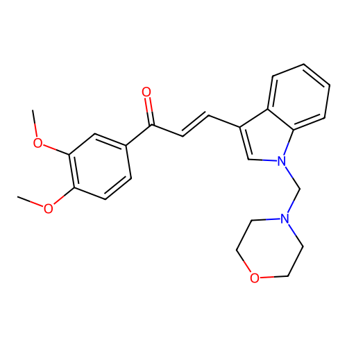 (2E)-1-(3,4-dimethoxyphenyl)-3-[1-(morpholin-4-ylmethyl)-1H-indol-3-yl]prop-2-en-1-one structure