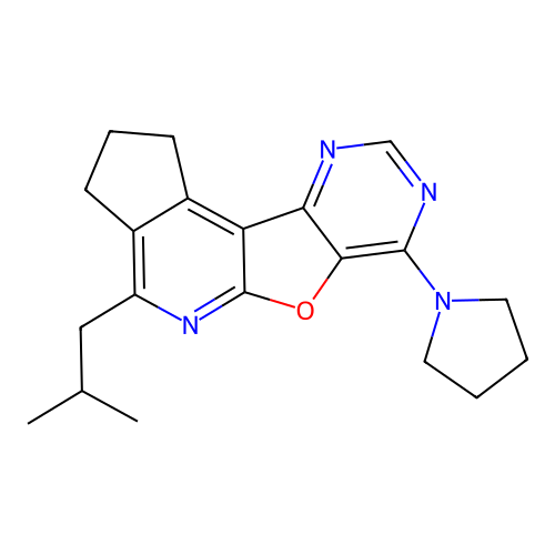 4-(2-methylpropyl)-7-(pyrrolidin-1-yl)-2,3-dihydro-1H-cyclopenta[4',5']pyrido[3',2':4,5]furo[3,2-d]pyrimidine structure