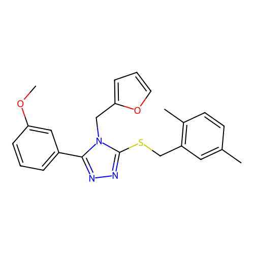 3-((2,5-dimethylbenzyl)thio)-4-(furan-2-ylmethyl)-5-(3-methoxyphenyl)-4H-1,2,4-triazole structure