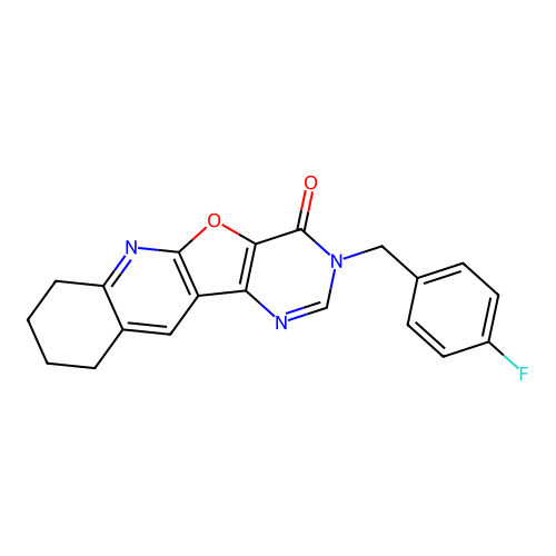 3-(4-fluorobenzyl)-7,8,9,10-tetrahydropyrimido[4',5':4,5]furo[2,3-b]quinolin-4(3H)-one structure