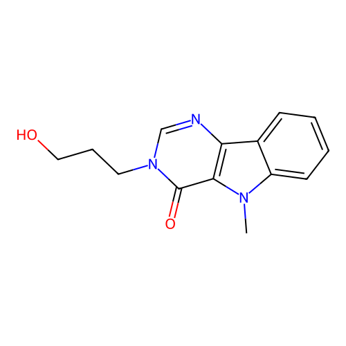 3-(3-hydroxypropyl)-5-methyl-3,5-dihydro-4H-pyrimido[5,4-b]indol-4-one structure