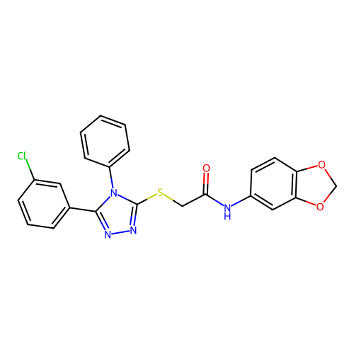 N-(1,3-benzodioxol-5-yl)-2-[[5-(3-chlorophenyl)-4-phenyl-1,2,4-triazol-3-yl]sulfanyl]acetamide structure