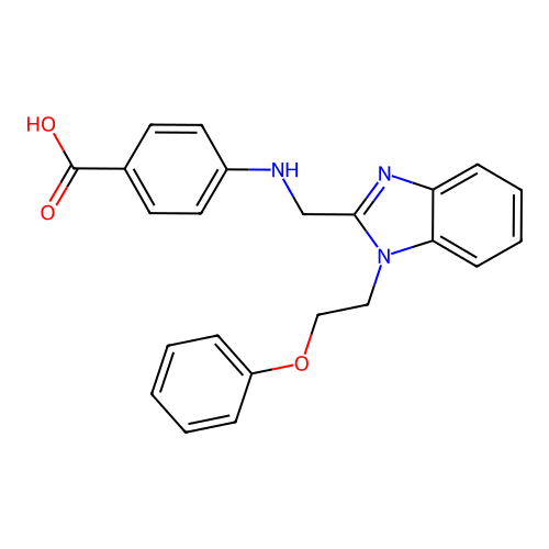 4-({[1-(2-phenoxyethyl)-1H-benzimidazol-2-yl]methyl}amino)benzoic acid structure