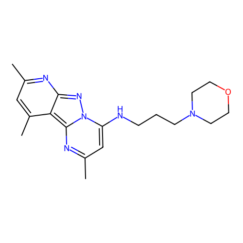 2,8,10-trimethyl-N-(3-morpholinopropyl)pyrido[2',3':3,4]pyrazolo[1,5-a]pyrimidin-4-amine structure