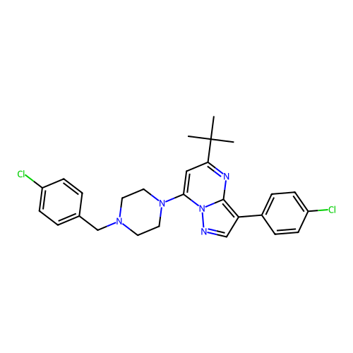 5-tert-butyl-7-[4-(4-chlorobenzyl)piperazin-1-yl]-3-(4-chlorophenyl)pyrazolo[1,5-a]pyrimidine structure