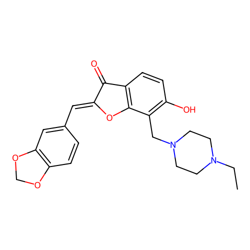 (Z)-2-(benzo[d][1,3]dioxol-5-ylmethylene)-7-((4-ethylpiperazin-1-yl)methyl)-6-hydroxybenzofuran-3(2H)-one structure