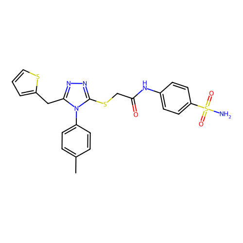 2-{[4-(4-methylphenyl)-5-(thiophen-2-ylmethyl)-4H-1,2,4-triazol-3-yl]sulfanyl}-N-(4-sulfamoylphenyl)acetamide structure