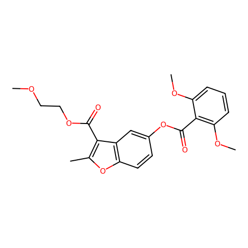 2-Methoxyethyl 5-((2,6-dimethoxybenzoyl)oxy)-2-methylbenzofuran-3-carboxylate structure