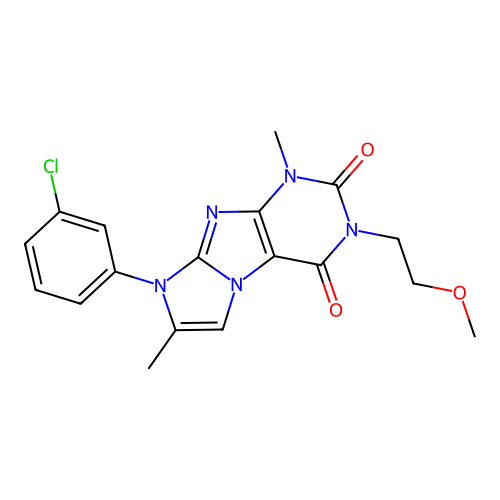 6-(3-chlorophenyl)-2-(2-methoxyethyl)-4,7-dimethylpurino[7,8-a]imidazole-1,3-dione structure