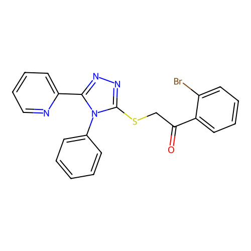 1-(2-bromophenyl)-2-[(4-phenyl-5-pyridin-2-yl-1,2,4-triazol-3-yl)sulfanyl]ethanone structure
