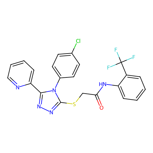 2-{[4-(4-chlorophenyl)-5-(pyridin-2-yl)-4H-1,2,4-triazol-3-yl]sulfanyl}-N-[2-(trifluoromethyl)phenyl]acetamide structure
