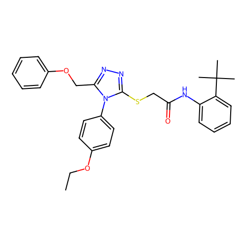 N-(2-tert-butylphenyl)-2-{[4-(4-ethoxyphenyl)-5-(phenoxymethyl)-4H-1,2,4-triazol-3-yl]sulfanyl}acetamide structure