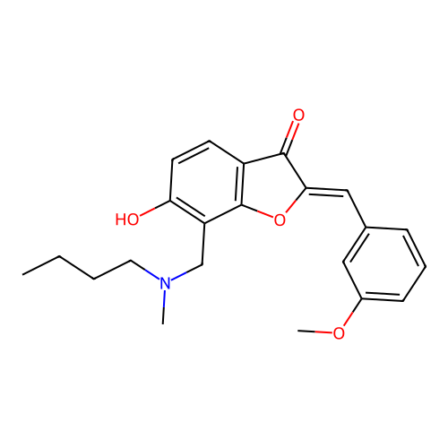 (Z)-7-((butyl(methyl)amino)methyl)-6-hydroxy-2-(3-methoxybenzylidene)benzofuran-3(2H)-one structure