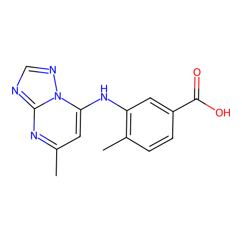 4-Methyl-3-[(5-methyl[1,2,4]triazolo[1,5-a]pyrimidin-7-yl)amino]benzoic acid structure