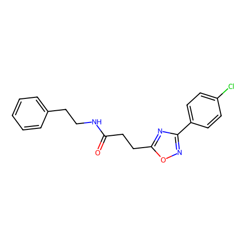 3-(3-(4-chlorophenyl)-1,2,4-oxadiazol-5-yl)-N-phenethylpropanamide structure