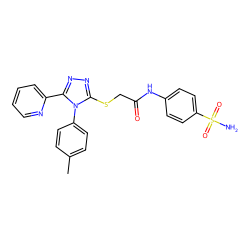 2-{[4-(4-methylphenyl)-5-(pyridin-2-yl)-4H-1,2,4-triazol-3-yl]sulfanyl}-N-(4-sulfamoylphenyl)acetamide structure