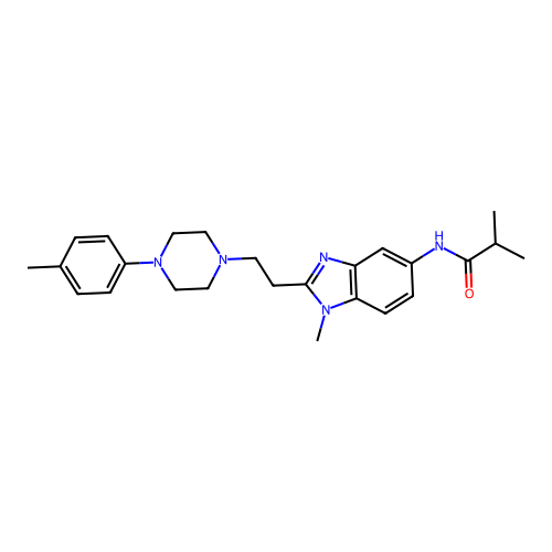 N-(1-methyl-2-(2-(4-(p-tolyl)piperazin-1-yl)ethyl)-1H-benzo[d]imidazol-5-yl)isobutyramide structure