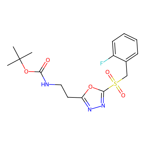 Tert-butyl (2-(5-((2-fluorobenzyl)sulfonyl)-1,3,4-oxadiazol-2-yl)ethyl)carbamate structure