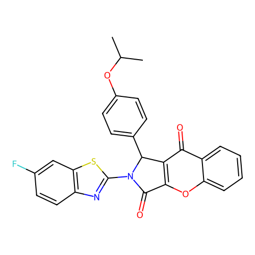 2-(6-fluoro-1,3-benzothiazol-2-yl)-1-(4-propan-2-yloxyphenyl)-1H-chromeno[2,3-c]pyrrole-3,9-dione structure