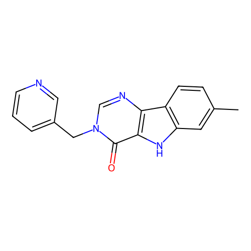7-methyl-3-(pyridin-3-ylmethyl)-3,5-dihydro-4H-pyrimido[5,4-b]indol-4-one structure