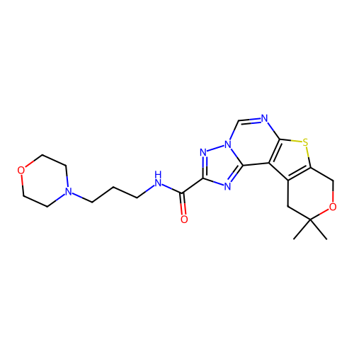 10,10-dimethyl-N-(3-morpholinopropyl)-10,11-dihydro-8H-pyrano[4',3':4,5]thieno[3,2-e][1,2,4]triazolo[1,5-c]pyrimidine-2-carboxamide structure