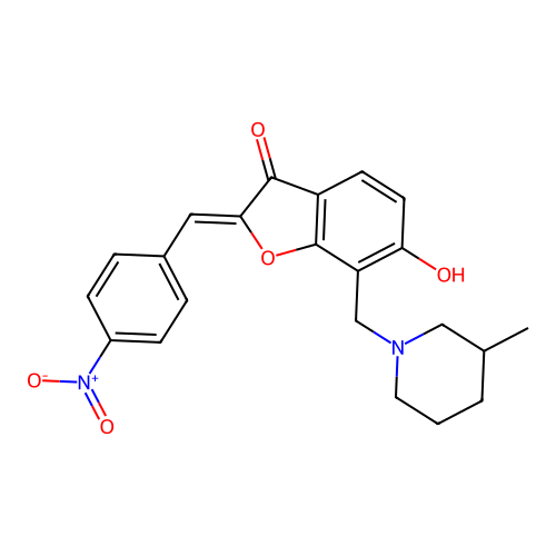 (Z)-6-hydroxy-7-((3-methylpiperidin-1-yl)methyl)-2-(4-nitrobenzylidene)benzofuran-3(2H)-one structure