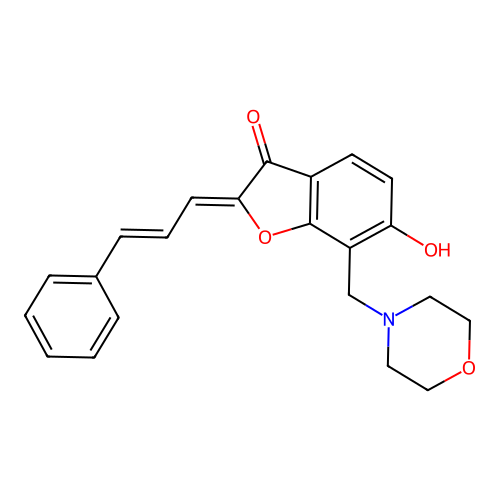 (Z)-6-hydroxy-7-(morpholinomethyl)-2-((E)-3-phenylallylidene)benzofuran-3(2H)-one structure