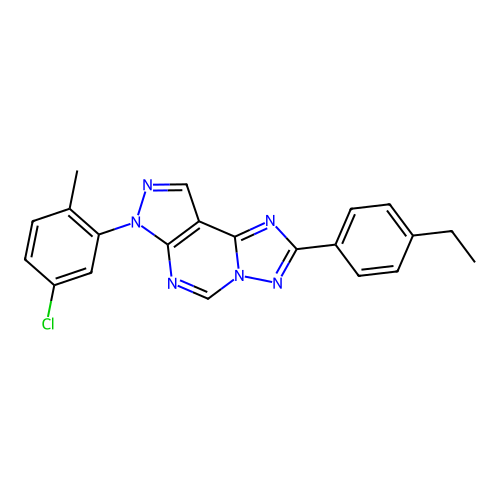 7-(5-chloro-2-methylphenyl)-2-(4-ethylphenyl)-7H-pyrazolo[4,3-e][1,2,4]triazolo[1,5-c]pyrimidine structure
