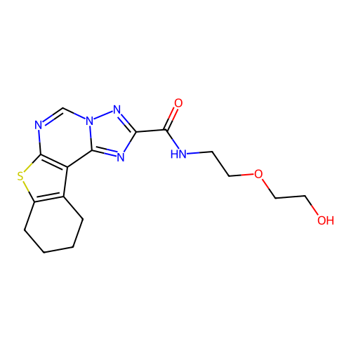 N-[2-(2-hydroxyethoxy)ethyl]-8,9,10,11-tetrahydro[1]benzothieno[3,2-e][1,2,4]triazolo[1,5-c]pyrimidine-2-carboxamide structure