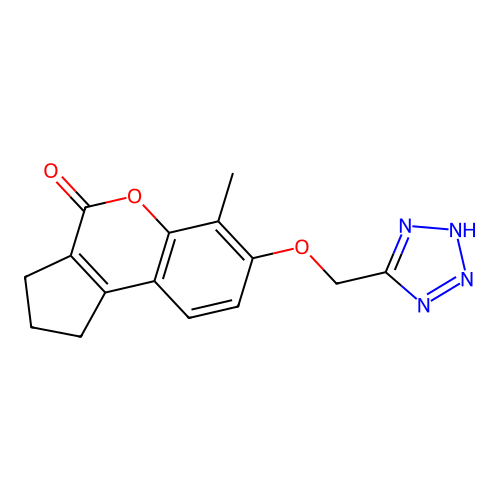 6-methyl-7-(1H-tetrazol-5-ylmethoxy)-2,3-dihydrocyclopenta[c]chromen-4(1H)-one structure