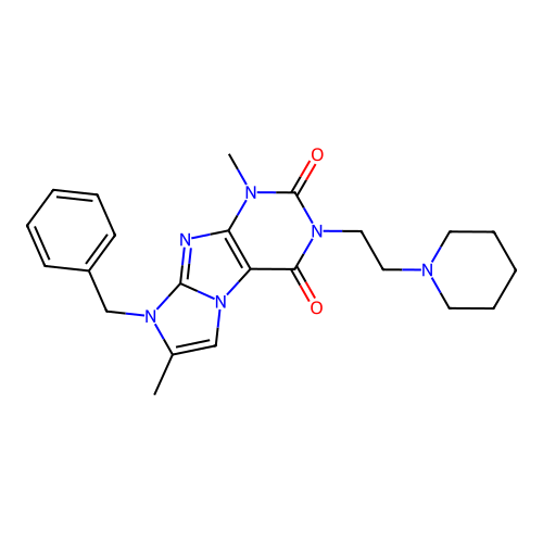 8-benzyl-1,7-dimethyl-3-(2-(piperidin-1-yl)ethyl)-1H-imidazo[2,1-f]purine-2,4(3H,8H)-dione structure
