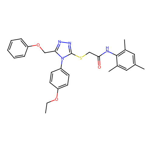 2-{[4-(4-ethoxyphenyl)-5-(phenoxymethyl)-4H-1,2,4-triazol-3-yl]sulfanyl}-N-(2,4,6-trimethylphenyl)acetamide structure