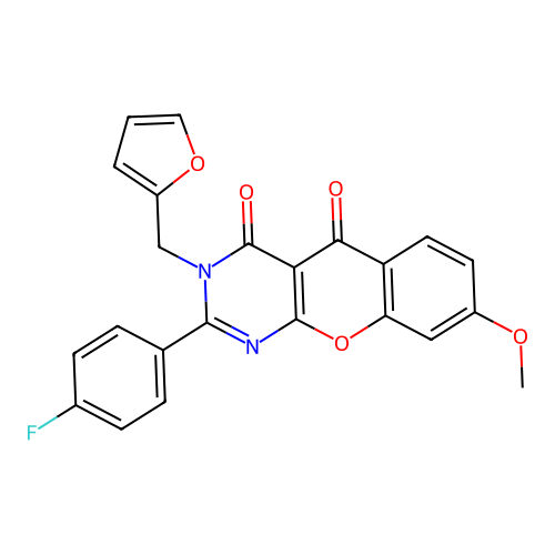 2-(4-fluorophenyl)-3-(furan-2-ylmethyl)-8-methoxy-3H-chromeno[2,3-d]pyrimidine-4,5-dione structure