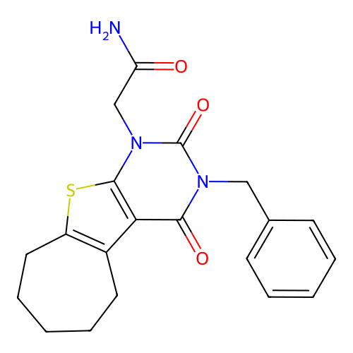 2-(3-benzyl-2,4-dioxo-2,3,4,5,6,7,8,9-octahydro-1H-cyclohepta[4,5]thieno[2,3-d]pyrimidin-1-yl)acetamide structure