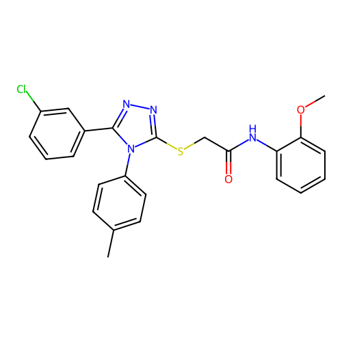 2-{[5-(3-chlorophenyl)-4-(4-methylphenyl)-4H-1,2,4-triazol-3-yl]sulfanyl}-N-(2-methoxyphenyl)acetamide structure