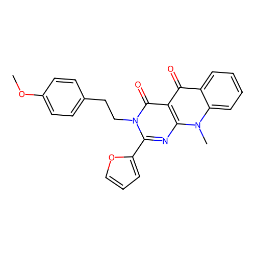 2-(furan-2-yl)-3-[2-(4-methoxyphenyl)ethyl]-10-methylpyrimido[4,5-b]quinoline-4,5-dione structure
