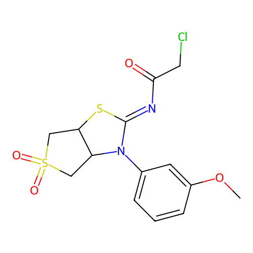 2-chloro-N-[(2Z)-3-(3-methoxyphenyl)-5,5-dioxidotetrahydrothieno[3,4-d][1,3]thiazol-2(3H)-ylidene]acetamide structure