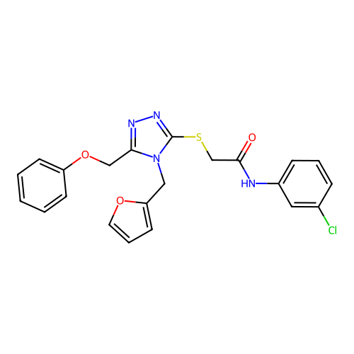 N-(3-chlorophenyl)-2-{[4-(furan-2-ylmethyl)-5-(phenoxymethyl)-4H-1,2,4-triazol-3-yl]sulfanyl}acetamide structure