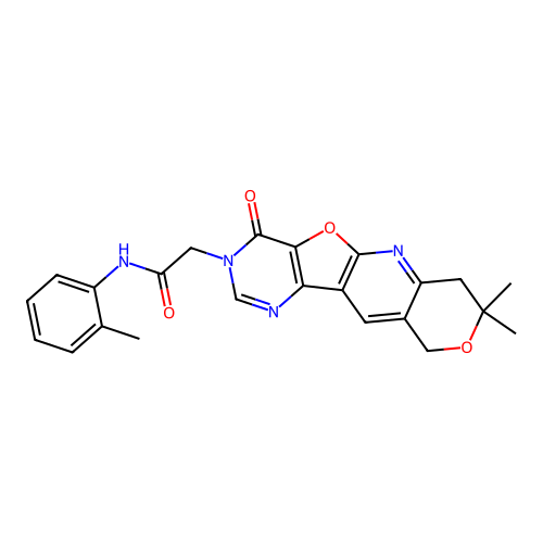 2-(8,8-Dimethyl-1-oxo-8,9-dihydro-1H,6H-7,11-dioxa-2,4,10-triaza-benzo[b]fluoren-2-yl)-N-o-tolyl-acetamide structure