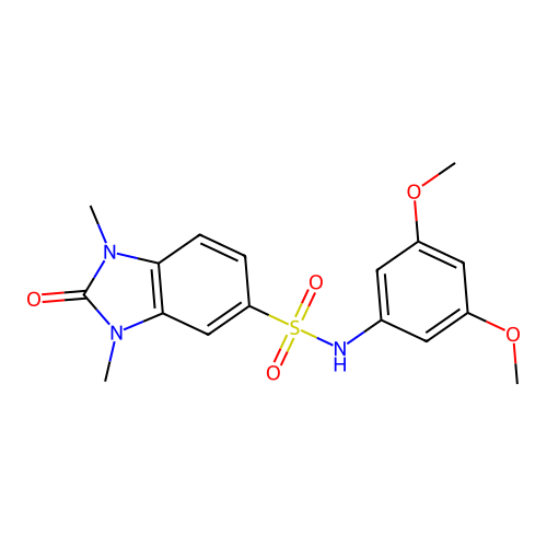 N-(3,5-dimethoxyphenyl)-1,3-dimethyl-2-oxobenzimidazole-5-sulfonamide structure