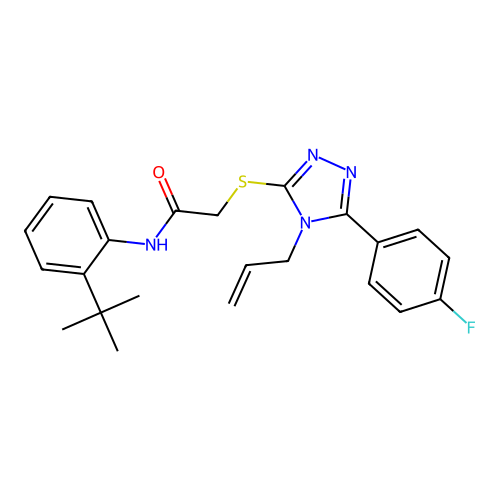 N-(2-tert-butylphenyl)-2-{[5-(4-fluorophenyl)-4-(prop-2-en-1-yl)-4H-1,2,4-triazol-3-yl]sulfanyl}acetamide structure