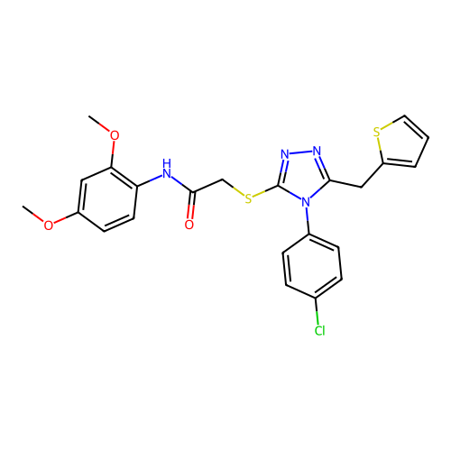 2-{[4-(4-chlorophenyl)-5-(thiophen-2-ylmethyl)-4H-1,2,4-triazol-3-yl]sulfanyl}-N-(2,4-dimethoxyphenyl)acetamide structure