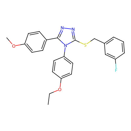4-(4-ethoxyphenyl)-3-[(3-fluorophenyl)methylsulfanyl]-5-(4-methoxyphenyl)-1,2,4-triazole structure