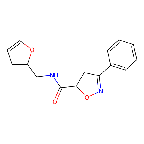 N-(furan-2-ylmethyl)-3-phenyl-4,5-dihydro-1,2-oxazole-5-carboxamide structure