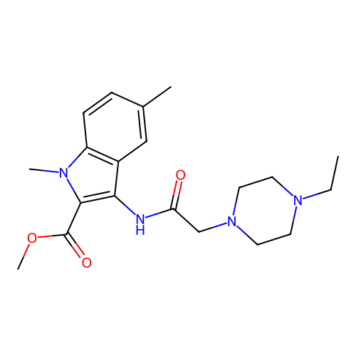 methyl 3-(2-(4-ethylpiperazin-1-yl)acetamido)-1,5-dimethyl-1H-indole-2-carboxylate structure